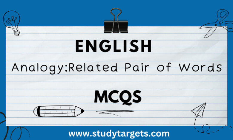 Analogy MCQs Related Pair of Words English MCQs