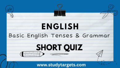 Basic English Tenses & Grammar Short Quiz English Short Quiz