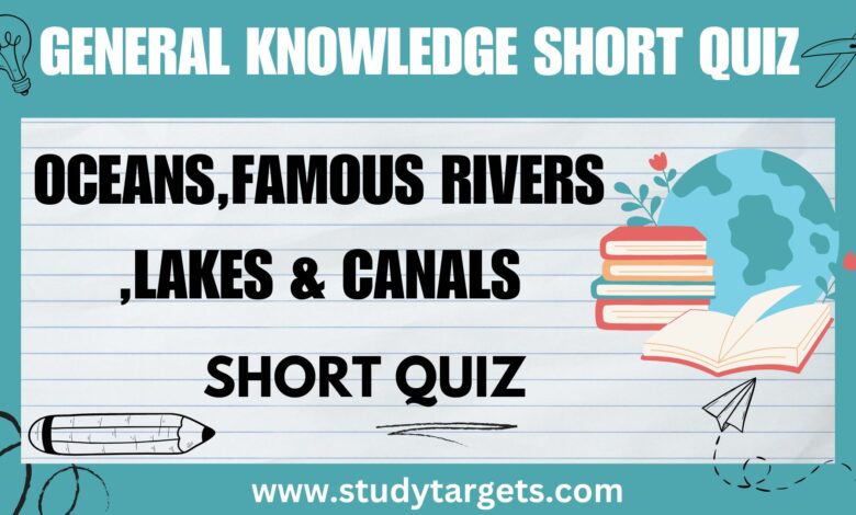 GK MCQs : Oceans,Famous Rivers,Lakes and Canals: General Knowledge MCQs