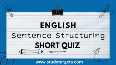 Sentence Structuring Short Quiz English Short Quiz