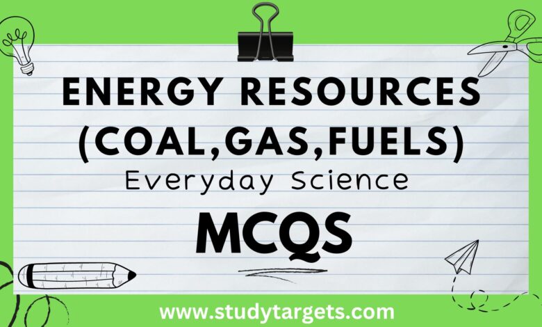 Energy Resources (Coal,Gas,Fuels) Everyday Science MCQs