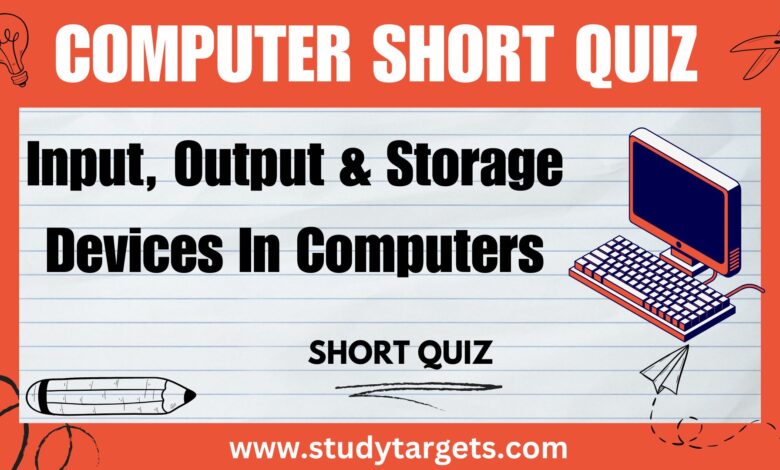 Input, Output & Storage Devices In Computers Short Quiz