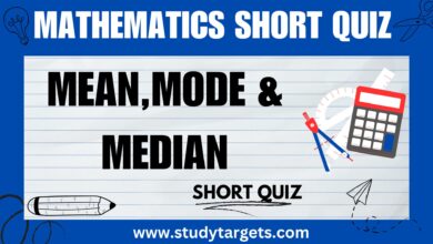 Mean, Mode, Median Mathematics Short Quiz