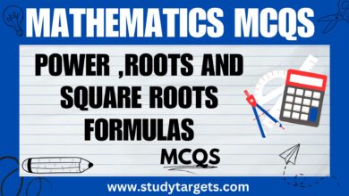 Power ,Roots And Square Roots Formulas Mathematics MCQs
